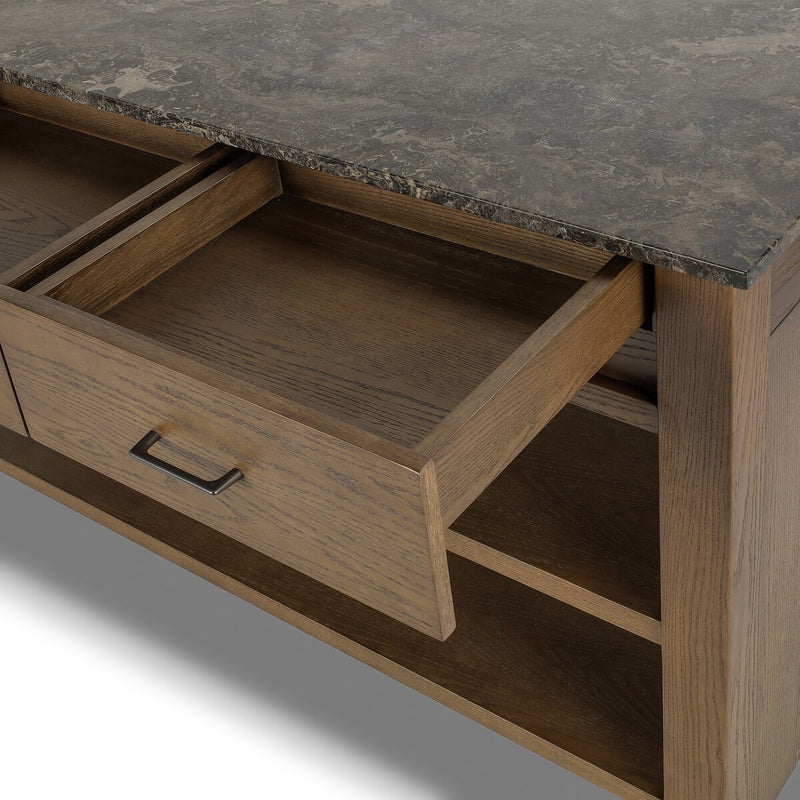 Divina Kitchen Island - Warm Grey Marble