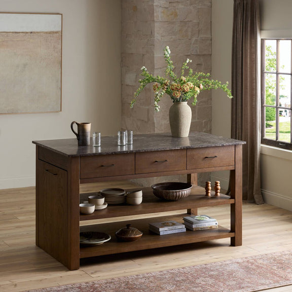 Divina Kitchen Island - Warm Grey Marble