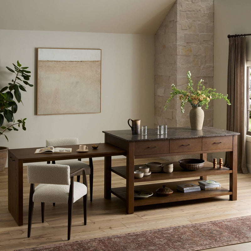 Divina Kitchen Island - Warm Grey Marble