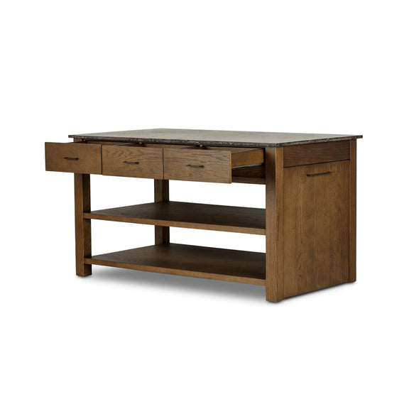 Divina Kitchen Island - Warm Grey Marble