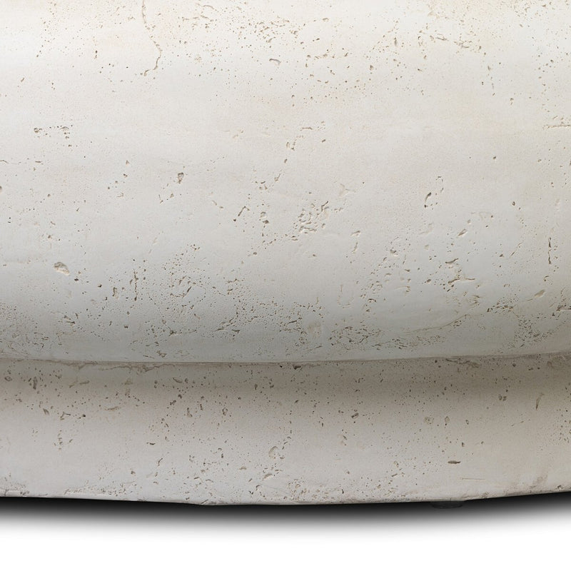 Imogene Round Outdoor Coffee Table - Aged White Concrete