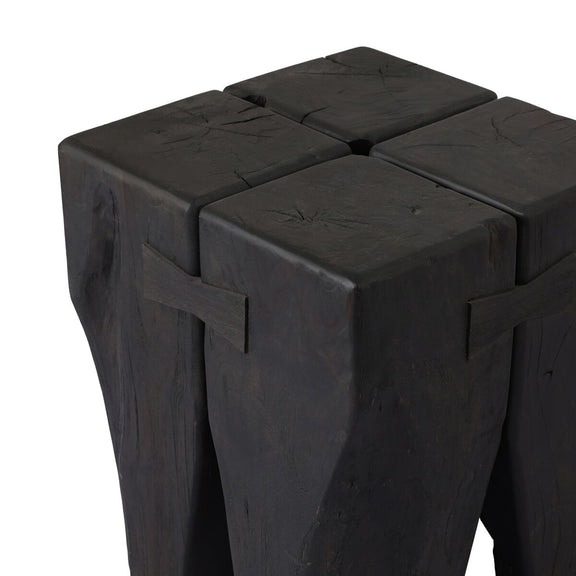 Oshan Outdoor End Table - Stained Black Teak-fsc