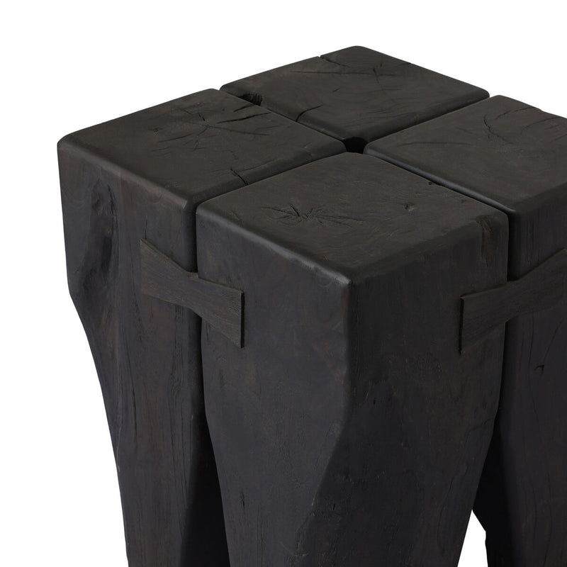 Oshan Outdoor End Table - Stained Black Teak-fsc