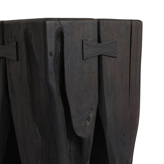 Oshan Outdoor End Table - Stained Black Teak-fsc