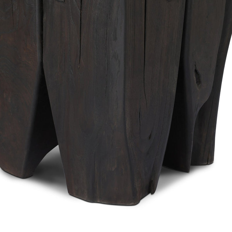 Oshan Outdoor End Table - Stained Black Teak-fsc