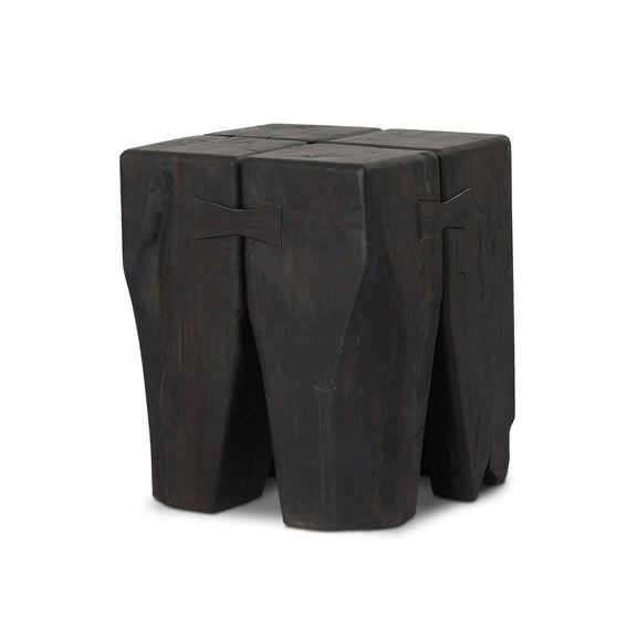 Oshan Outdoor End Table - Stained Black Teak-fsc