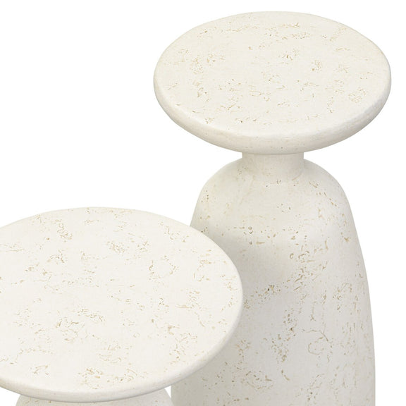 Ramara Outdoor Nesting End Tables - Aged White Concrete