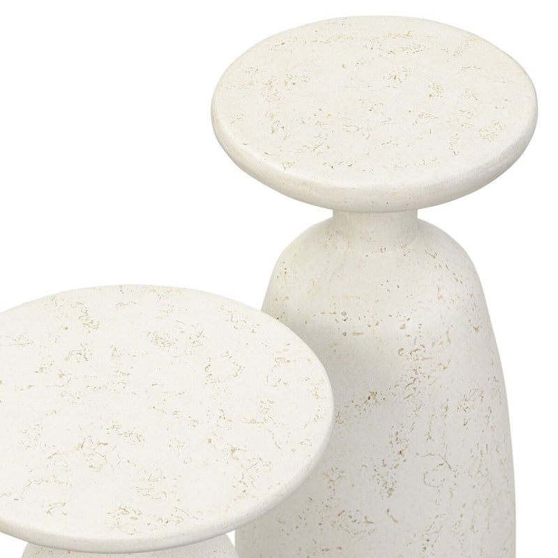 Ramara Outdoor Nesting End Tables - Aged White Concrete