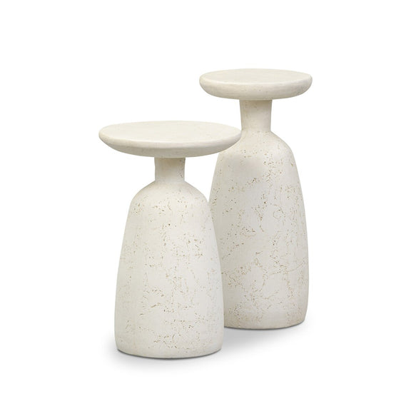 Ramara Outdoor Nesting End Tables - Aged White Concrete