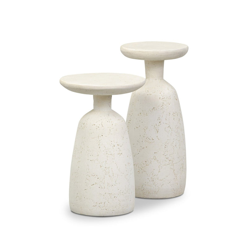 Ramara Outdoor Nesting End Tables - Aged White Concrete