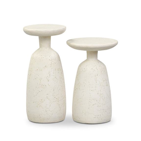 Ramara Outdoor Nesting End Tables - Aged White Concrete