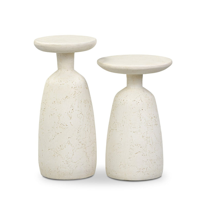 Ramara Outdoor Nesting End Tables - Aged White Concrete