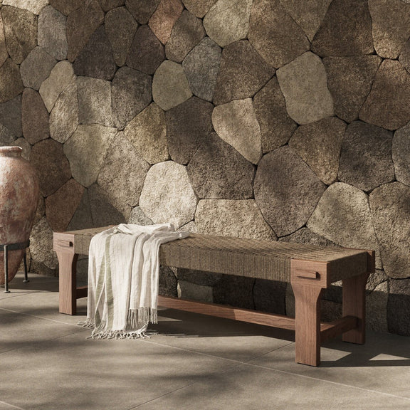 Moxie Outdoor Bench - Dark Textured Woven