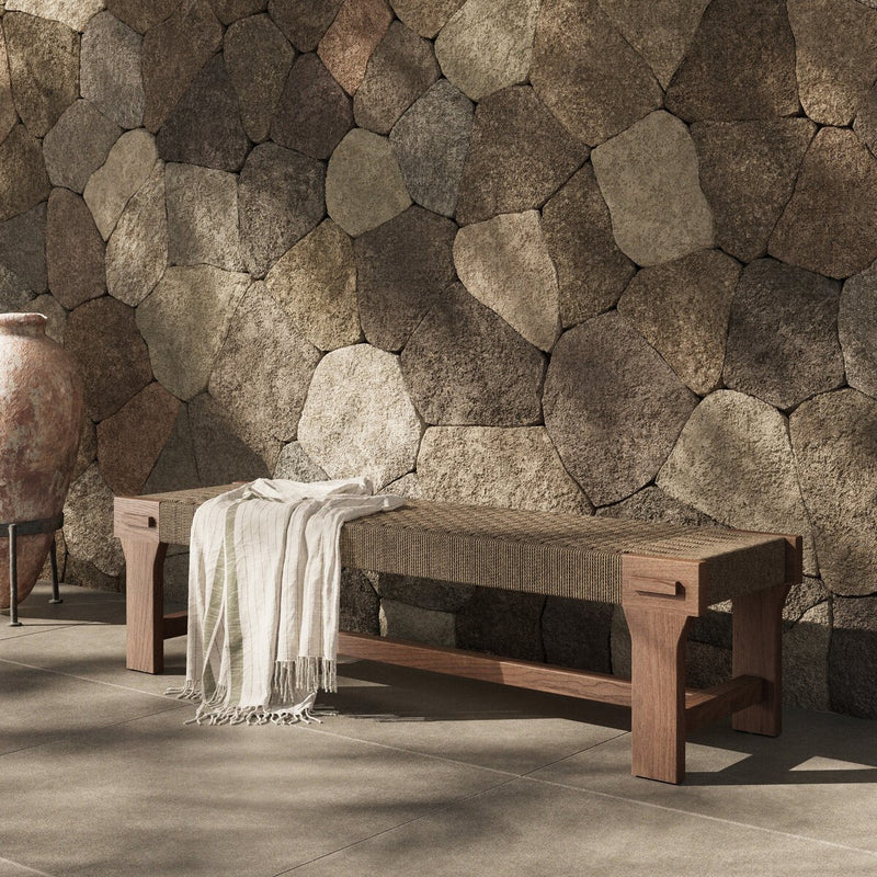 Moxie Outdoor Bench - Dark Textured Woven