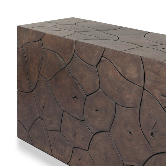 Tomlin Outdoor Console Table - Stained Saddle Brown-Teak Root