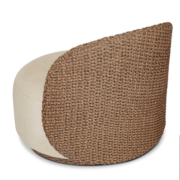 Quaid Outdoor Woven Swivel Chair - Alessi Buff