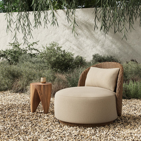 Quaid Outdoor Woven Swivel Chair - Alessi Buff