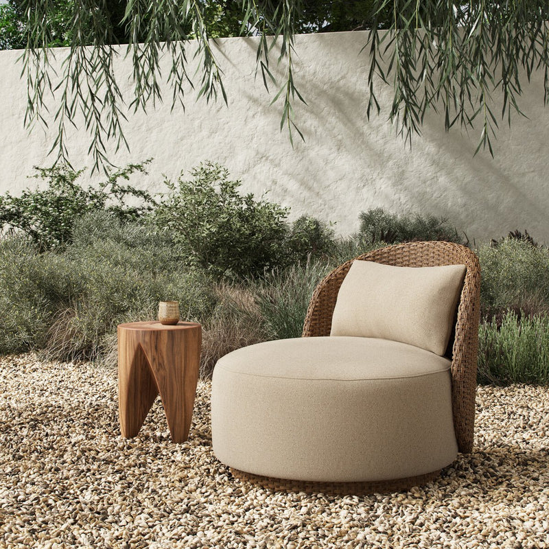 Quaid Outdoor Woven Swivel Chair - Alessi Buff