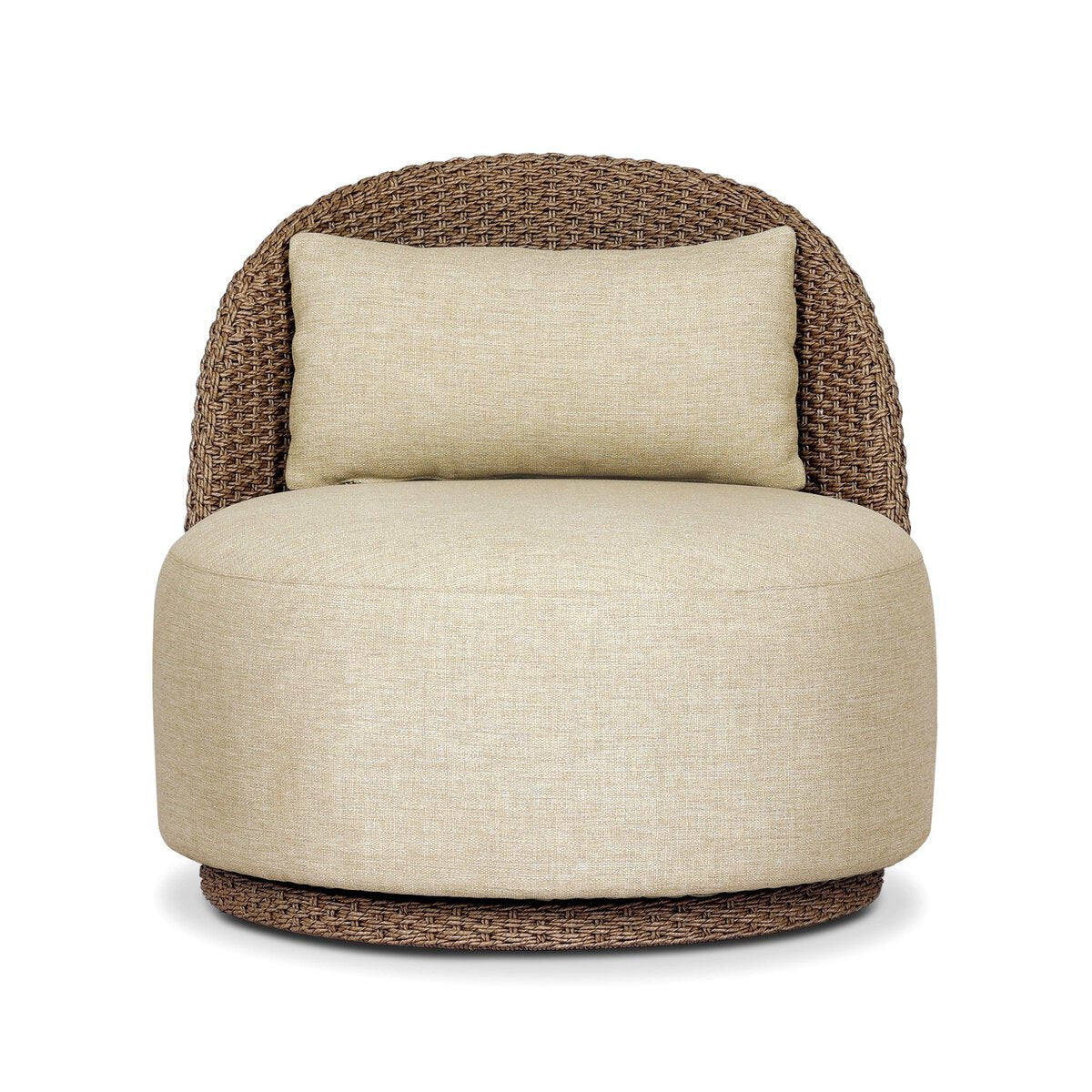 Quaid Outdoor Woven Swivel Chair - Alessi Buff