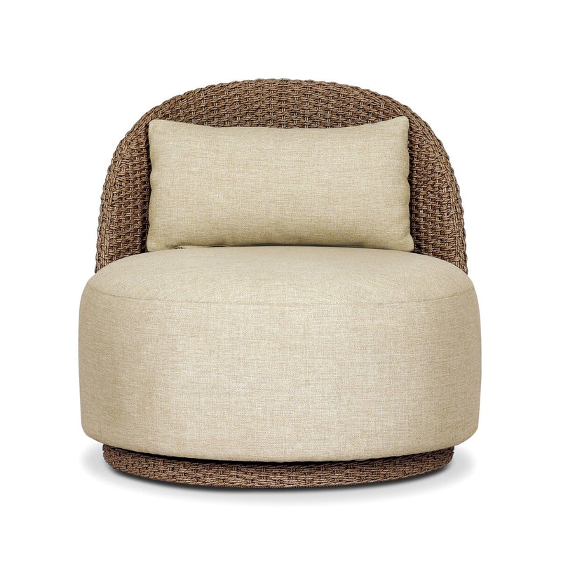 Quaid Outdoor Woven Swivel Chair - Alessi Buff