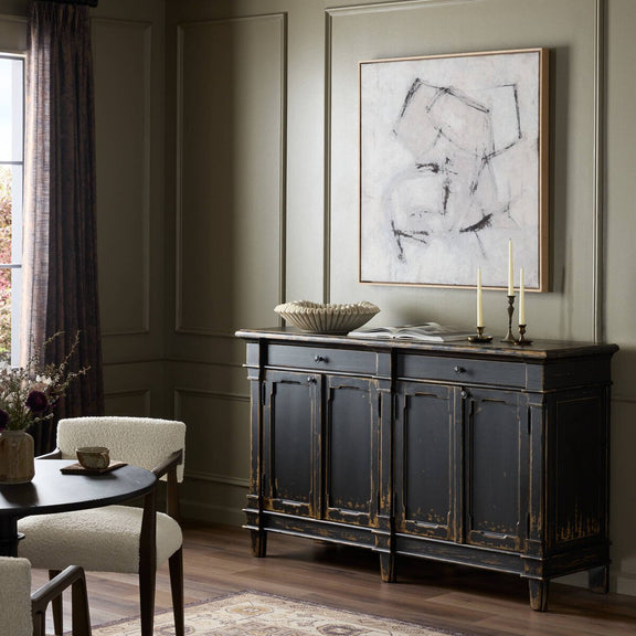 Marjorie 4 Door Sideboard - Distressed Black