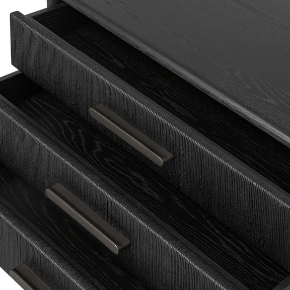 Rosenell Closed Nightstand - Black Oak Veneer