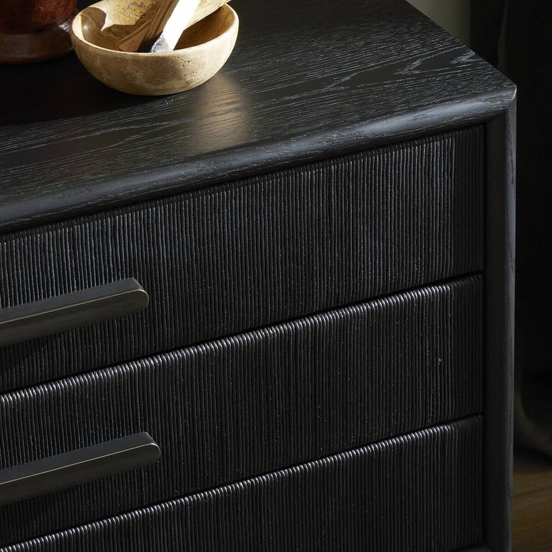 Rosenell Closed Nightstand - Black Oak Veneer