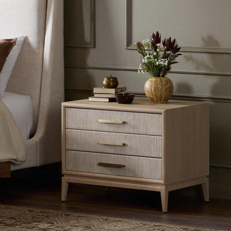 Rosenell Closed Nightstand - Natural Oak Veneer