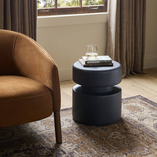 Luka End Table - Black Lavastone