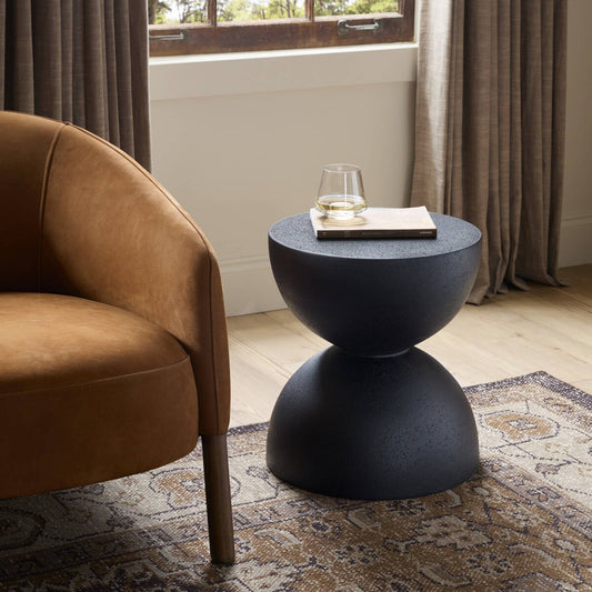 Kolina End Table - Black Lavastone