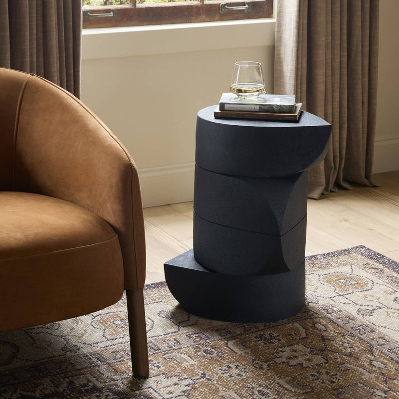 Rockie End Table - Black Lavastone