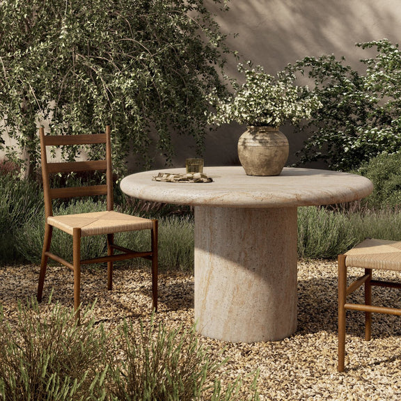 Poole Outdoor Round Dining Table - Textured Sand Concrete