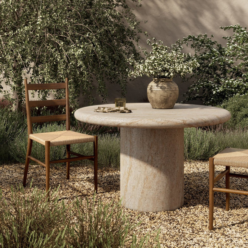 Poole Outdoor Round Dining Table - Textured Sand Concrete