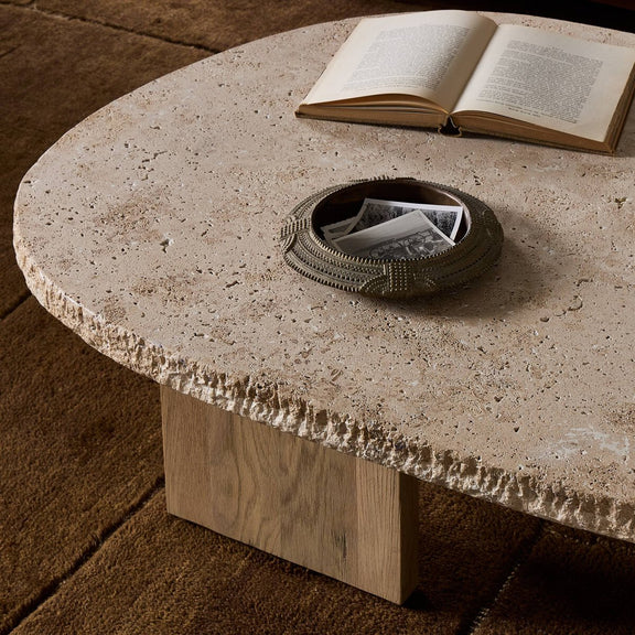 Telma Coffee Table - Chiseled Beige Lavastone