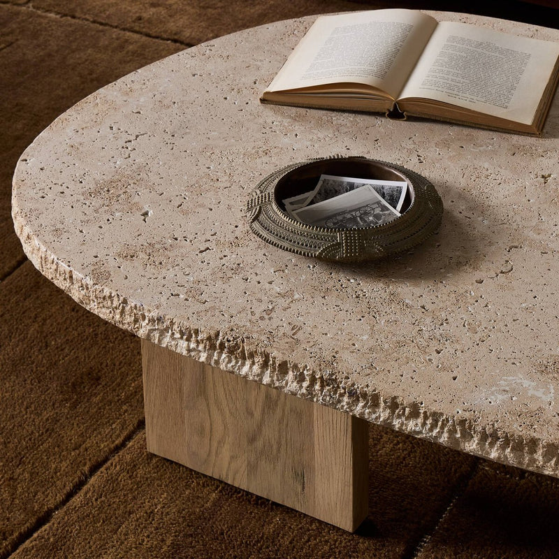 Telma Coffee Table - Chiseled Beige Lavastone