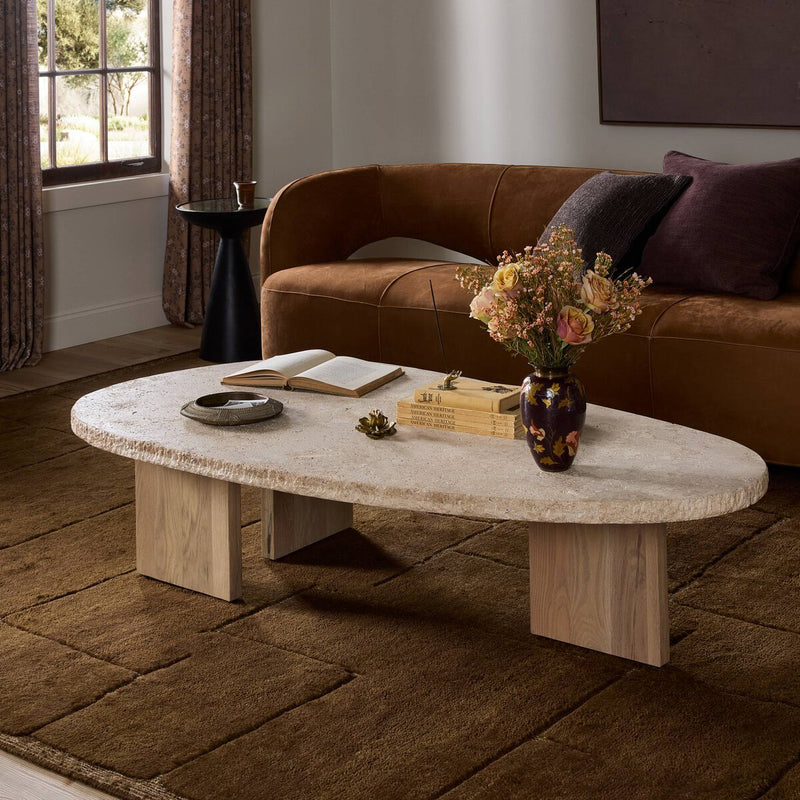 Telma Coffee Table - Chiseled Beige Lavastone