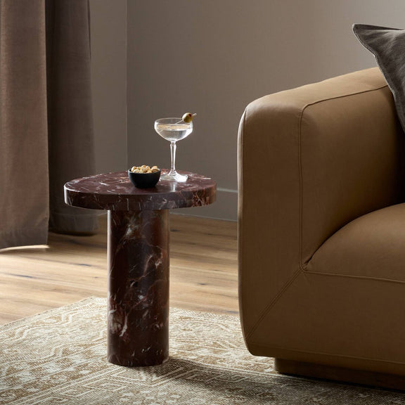 Zion End Table - Merlot Marble