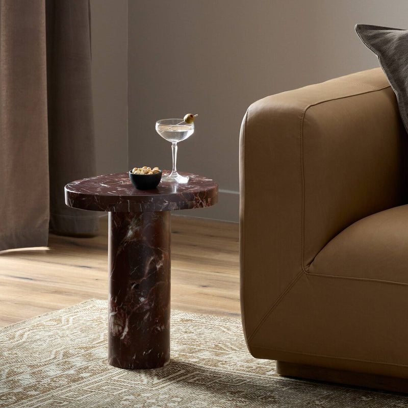 Zion End Table - Merlot Marble