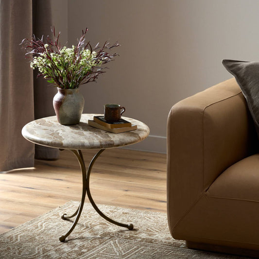 Sylas End Table - Fossil Marble
