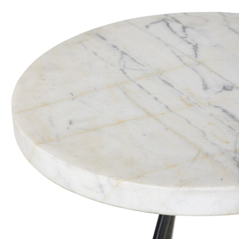 Clove End Table - Veined White Marble