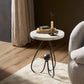 Clove End Table - Veined White Marble