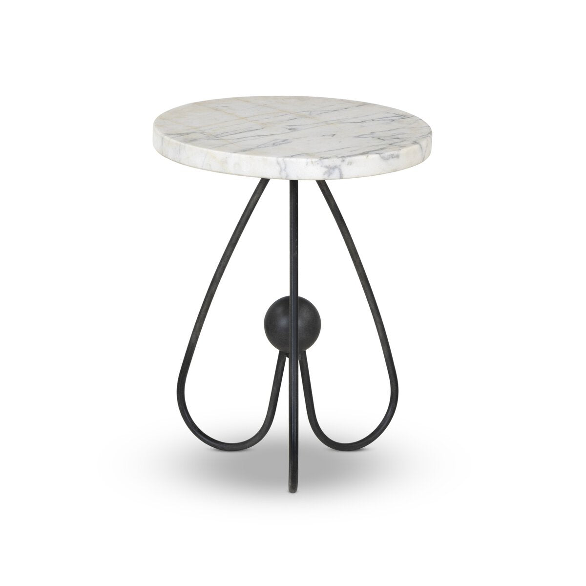 Clove End Table - Veined White Marble