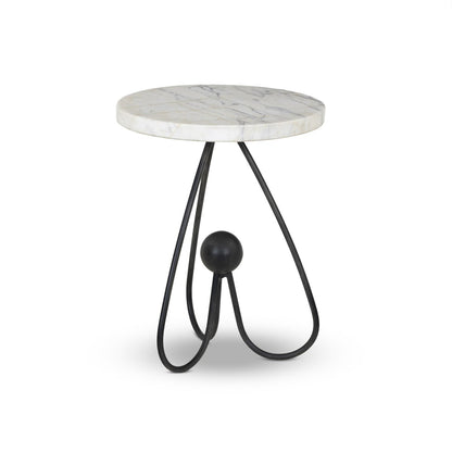 Clove End Table - Veined White Marble