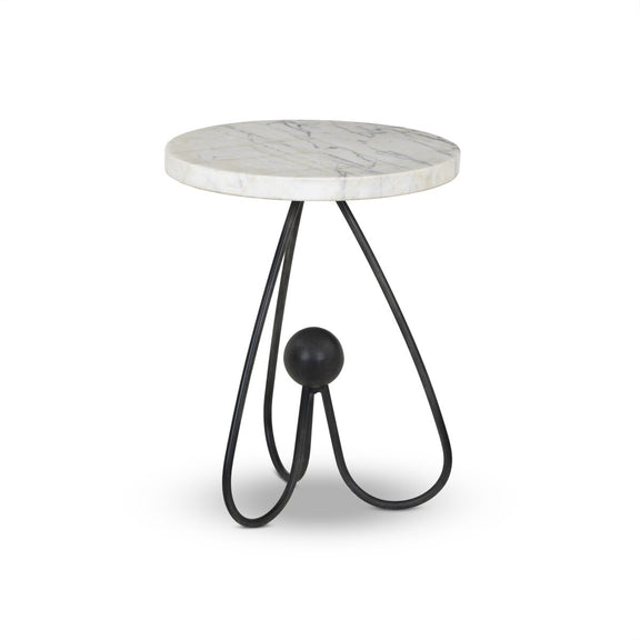 Clove End Table - Veined White Marble