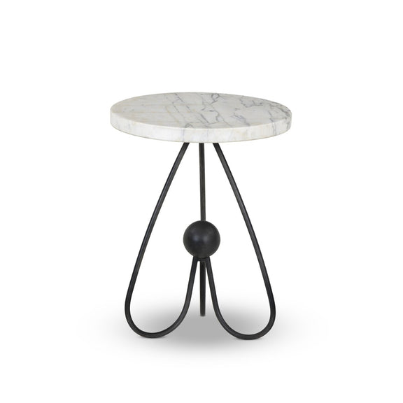 Clove End Table - Veined White Marble