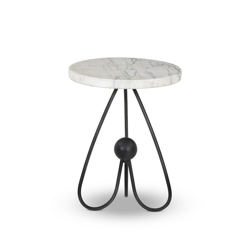 Clove End Table - Veined White Marble