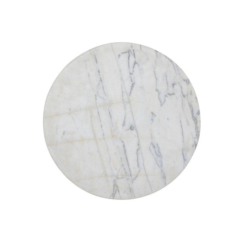 Clove End Table - Veined White Marble