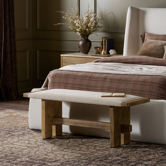 Poe Accent Bench - Hampton Cream