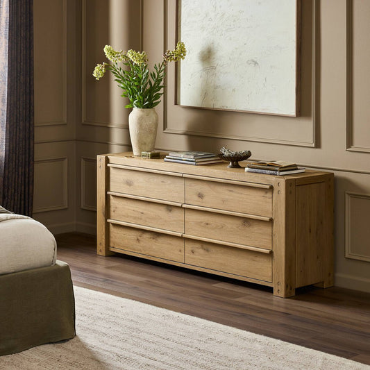 Emmer 6 Drawer Dresser - Aged Smoked Oak Veneer