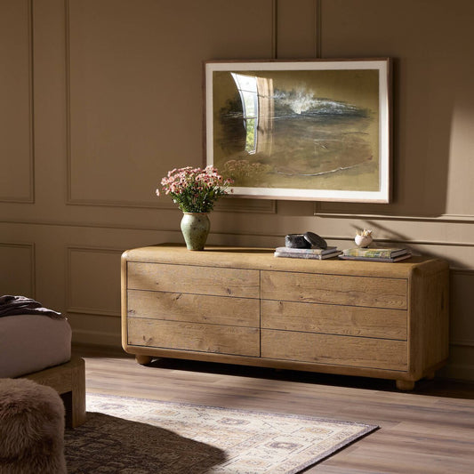 Sheldon 6 Drawer Dresser - Worn Oak Veneer